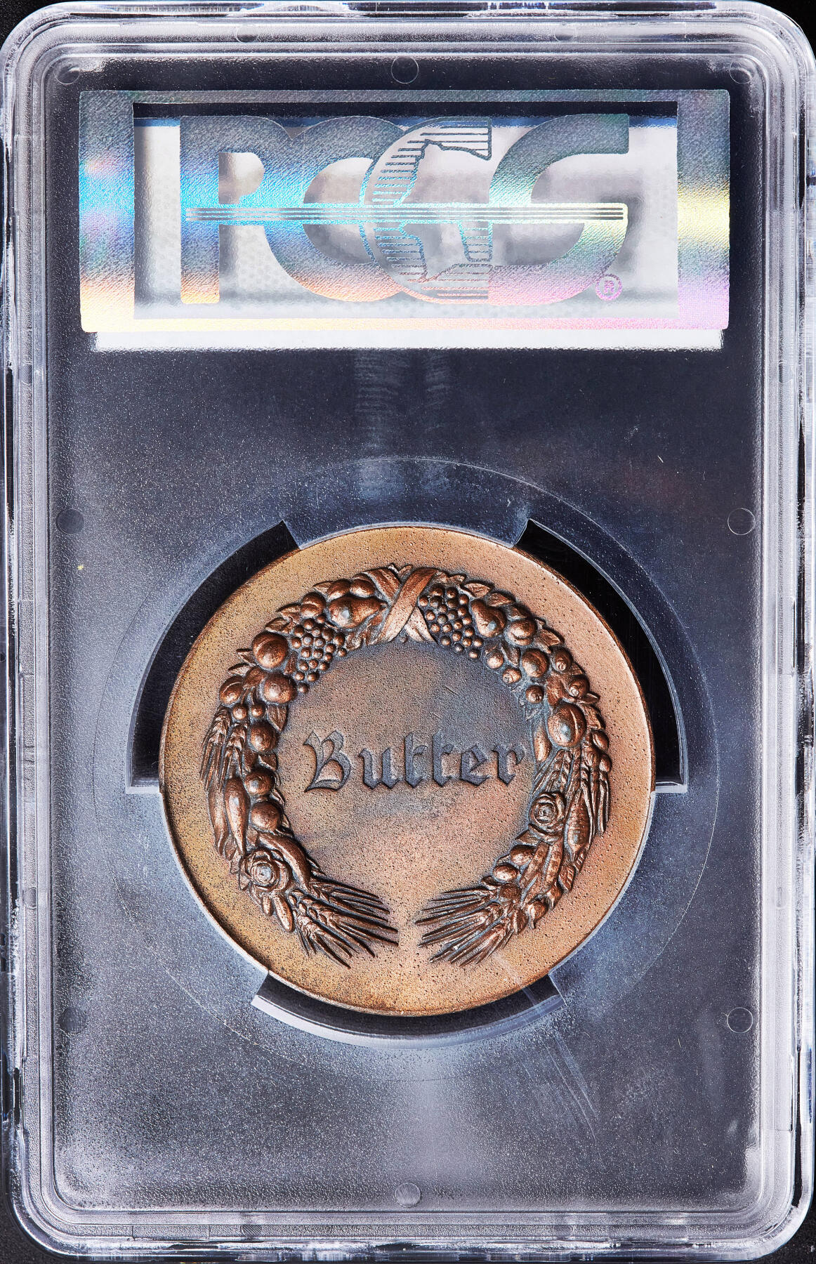 【俄甄集藏】满园春色-2026年(051)04-22星期三 晚 19:30 全场包邮 德国第三帝国1936年“血与土”帝国营养局农业展览会黄油生产铜质奖章，PCGS SP63，高浮雕，巧克力包浆，直径：60mm，唯一冠军分