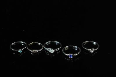 上海都达杂项专场102【全场包邮】  镀银皓石戒指 10枚65-322