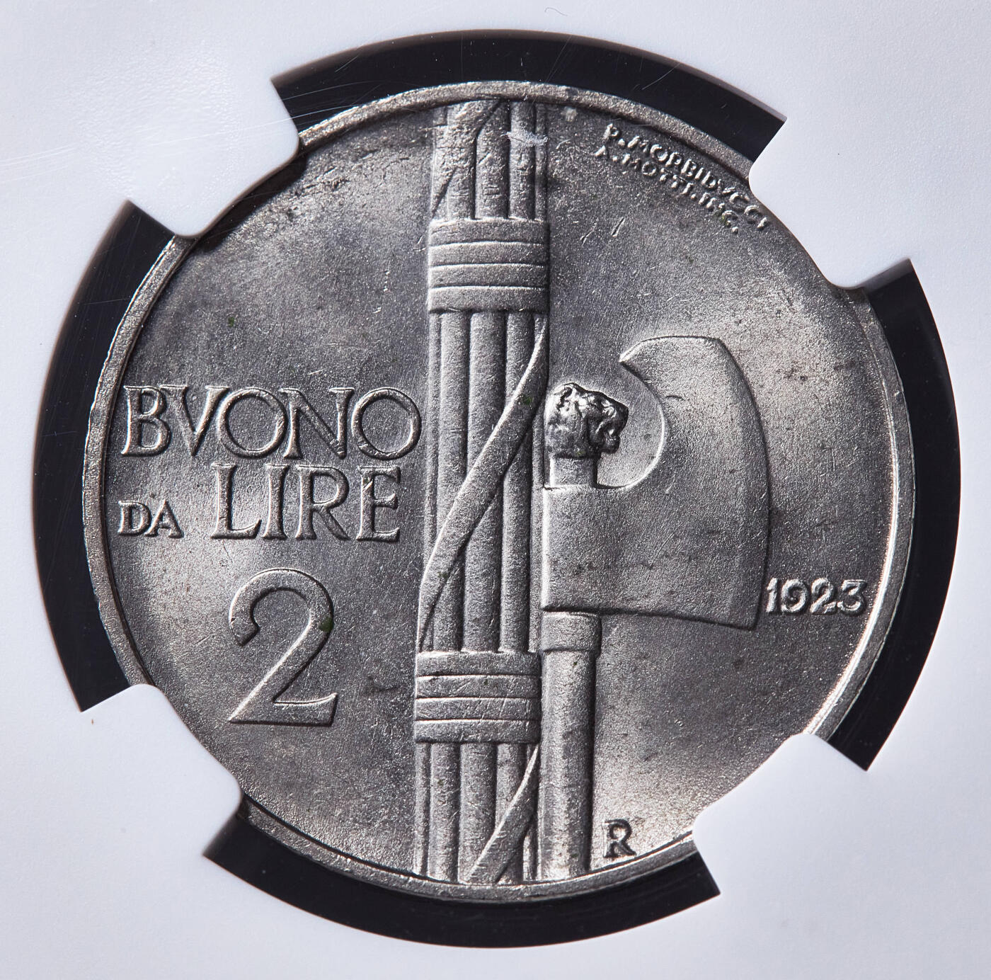 【俄甄集藏】满园春色-2026年(051)04-22星期三 晚 19:30 全场包邮 意大利王国1923年伊曼纽尔三世R版2里拉镍币，NGC MS64，转光品相