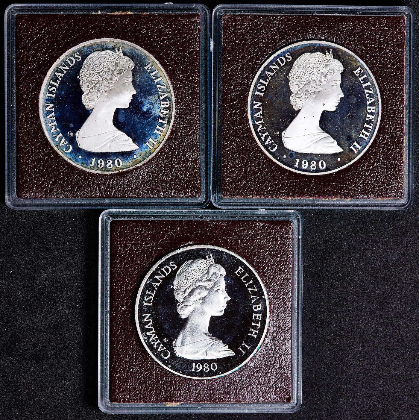 【俄甄集藏】满园春色-2026年(051)04-22星期三 晚 19:30 全场包邮 英属开曼群岛1980年英国历史君主系列精制大银币9枚套，单枚重35.64克，500银，发行量12000枚，含纯银160.38克