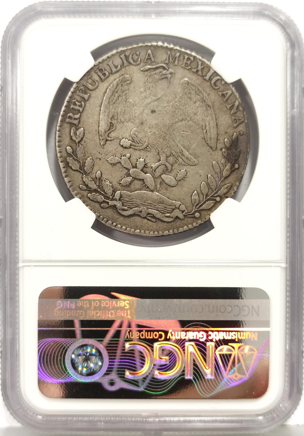 博洋堂世界钱币拍卖第168期（全场包邮） NGC XF40 墨西哥1863年PI RO版花边鹰洋 原味安逸状态 好版 鹰型独特