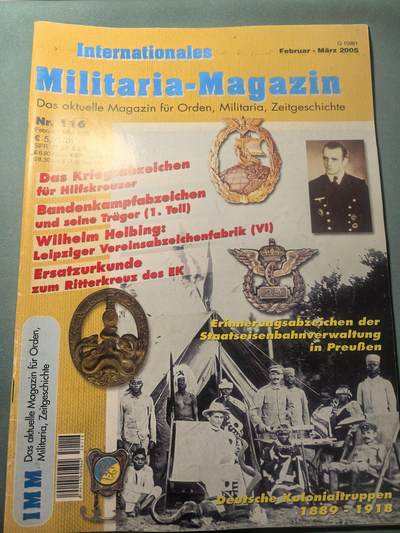 盛世勋华——号角文化勋章邮票专场拍卖第314期 - 德国出版 Militaria-Magazin杂志 2005年2/3月刊总第116期 58页