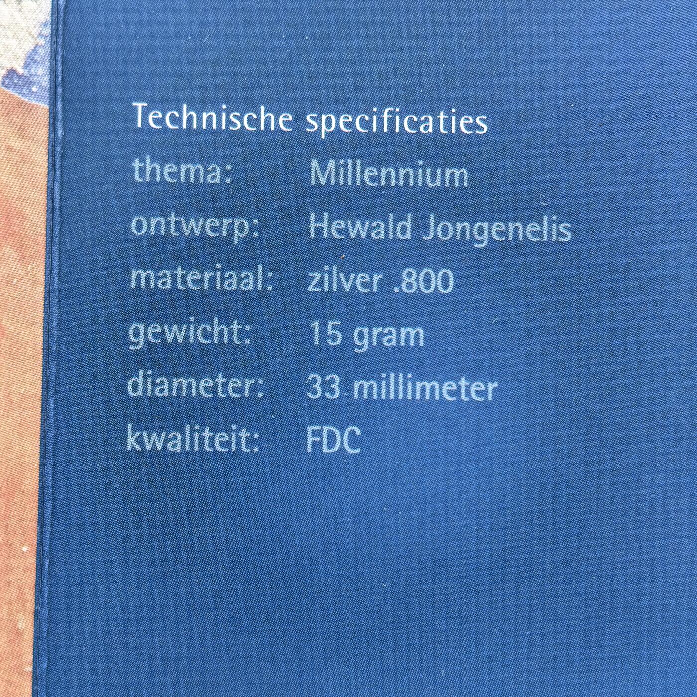 道一币馆币章第一百七十四场 原包装 荷兰1999年跨越千禧年10盾银币
