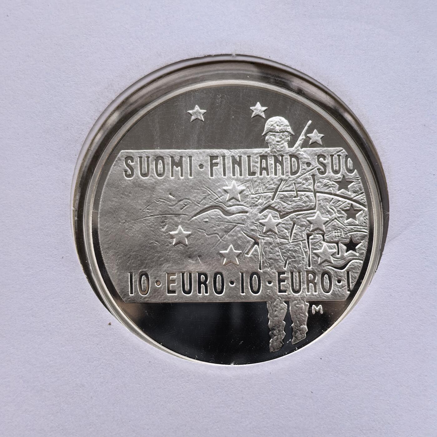 道一币馆币章第一百七十四场 邮币封 芬兰2005年电影无名战士10欧元纪念银币 27.4g 925S 40000