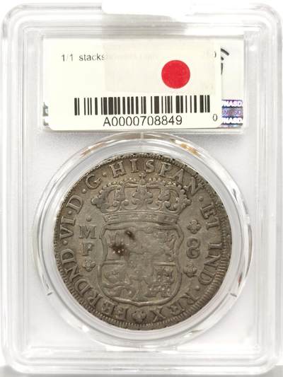 博洋堂“生趣盎然”4月精品专场暨第169期（全场包邮） PCGS XF40 西属墨西哥1753/2年MO MF斐迪南六世地球双柱8R银币，罕见骑字版，3/2骑字痕迹非常清晰，拍卖会多年难寻踪迹，PCGS唯一冠军分！藏家不容错过