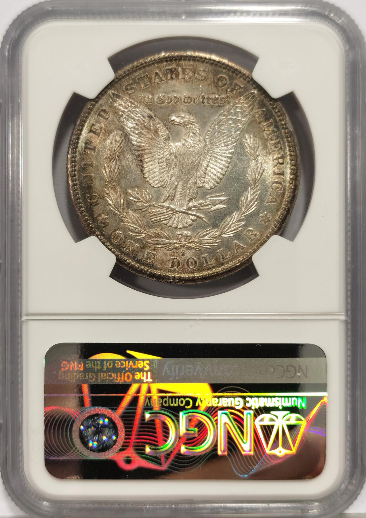 博洋堂世界钱币拍卖第168期（全场包邮） NGC MS64 美国1881年摩根银币，双面彩色包浆