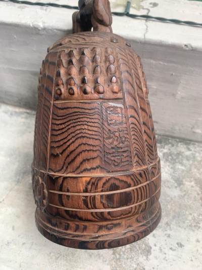 民国/建国工艺 整木挖雕 日式梵钟 国城寺 木雕摆件 香筒 禅意 - 民国/建国工艺 整木挖雕 日式梵钟 国城寺 木雕摆件 香筒 禅意