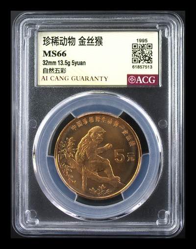 1995年珍惜动物金丝猴纪念币，爱藏评级MS66，自然五彩版，32mm 13.5g，品相好，按图发货！ - 1995年珍惜动物金丝猴纪念币，爱藏评级MS66，自然五彩版，32mm 13.5g，品相好，按图发货！