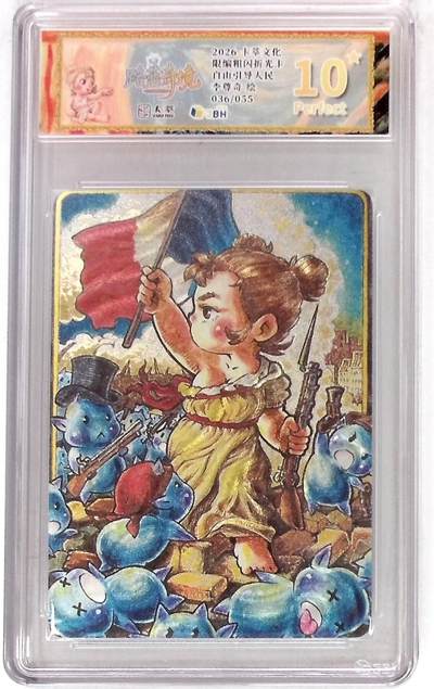 喜灰玩卡拍卖第八期，接拍品0佣金，欢迎送拍，释放现金流，让自己有资金可以购买更多喜欢的卡牌，让别的卡友能淘到更多心仪的卡牌 【限编10星】卡萃文化 路蓝奇境 限编粗闪折光卡 自由引导人民 李尊奇 绘 036/055