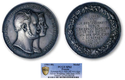 德泉缘2026年三亚春季拍卖会 - 普鲁士威廉一世与奥古斯塔银婚纪念银章一枚 PCGS SP62 48288508