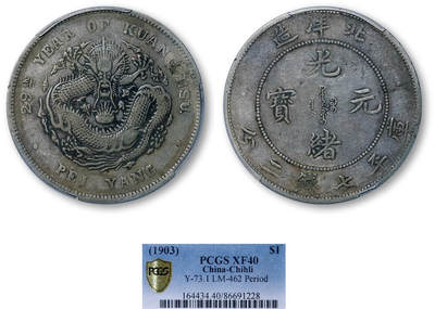 德泉缘2026年三亚春季拍卖会 - 北洋造光绪二十九年库平七钱二分银币一枚 PCGS XF40 86691228