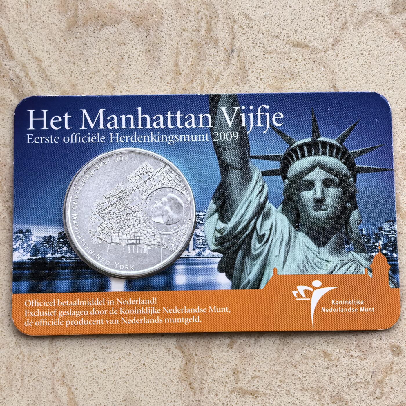 道一币馆币章第一百七十四场 原包装 荷兰2009年曼哈顿400周年5欧元镀银纪念币