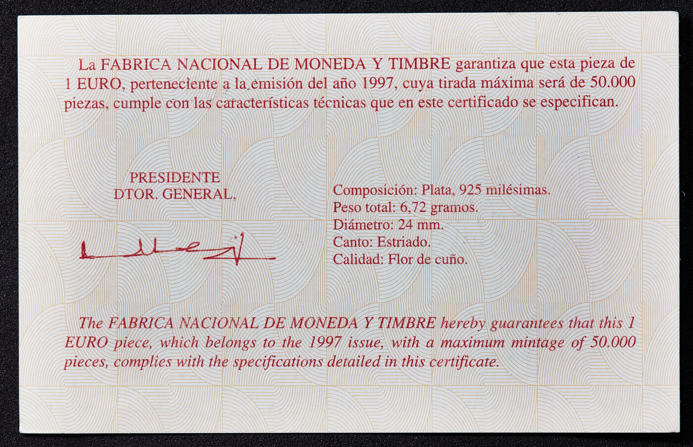 【俄甄集藏】满园春色-2026年(051)04-22星期三 晚 19:30 全场包邮 西班牙1997年航空史系列-莫里斯·法尔曼MF-7双翼飞机1欧元精制银币，原木盒精装，带证书，重6.72克，925银，发行量50000枚，属于欧元流通前的预发行品种