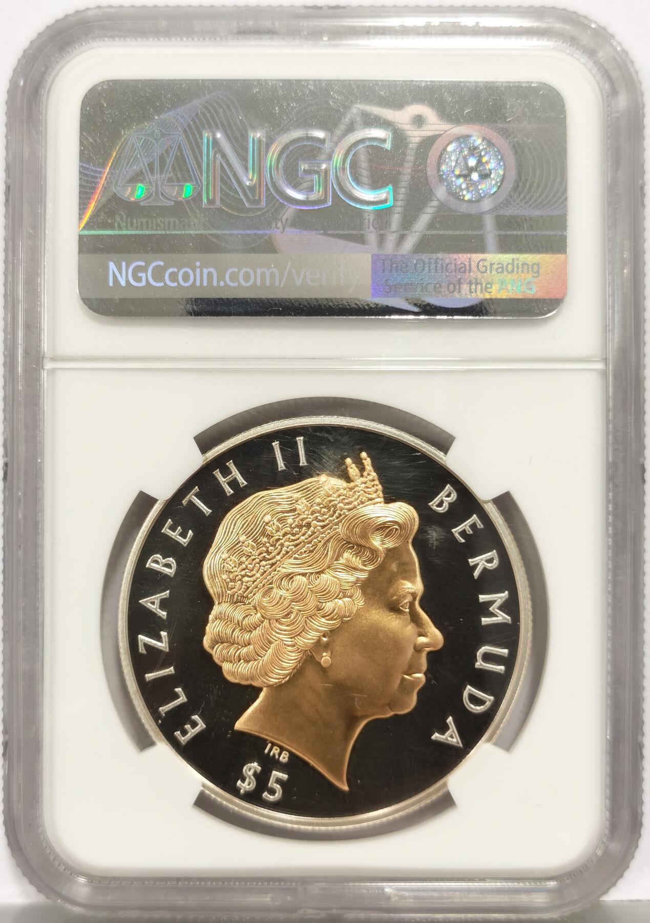 博洋堂世界钱币拍卖第168期（全场包邮） NGC PF69UC 冠军分！百慕大2003年英国伊丽莎白二世携皇室访问百慕大镀金精制银币，币面镜面，访问团磨砂高浮雕，女王像镀金，稀少藏品。