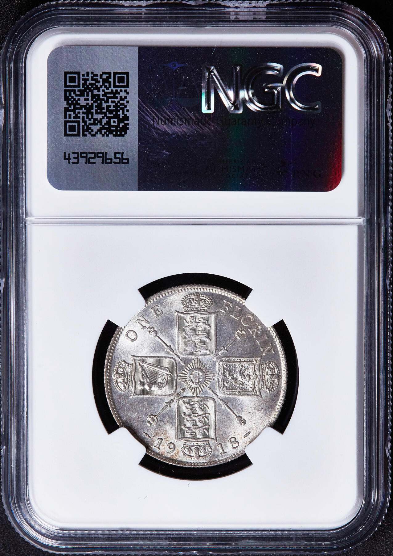 【俄甄集藏】满园春色-2026年(051)04-22星期三 晚 19:30 全场包邮 英国1918年乔治五世十字1福林银币，NGC MS63，原味包浆，转光品相