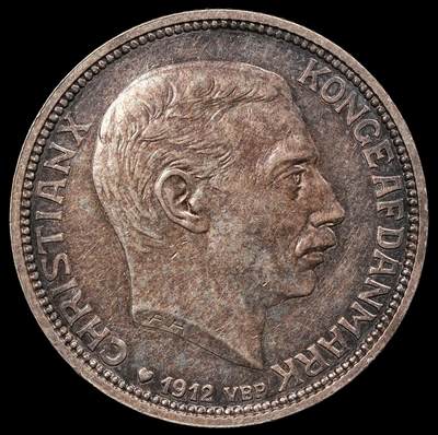 修遠堂世界钱币第111期 - 1912年丹麦国王更迭纪念2克朗银币 15g，含银80%