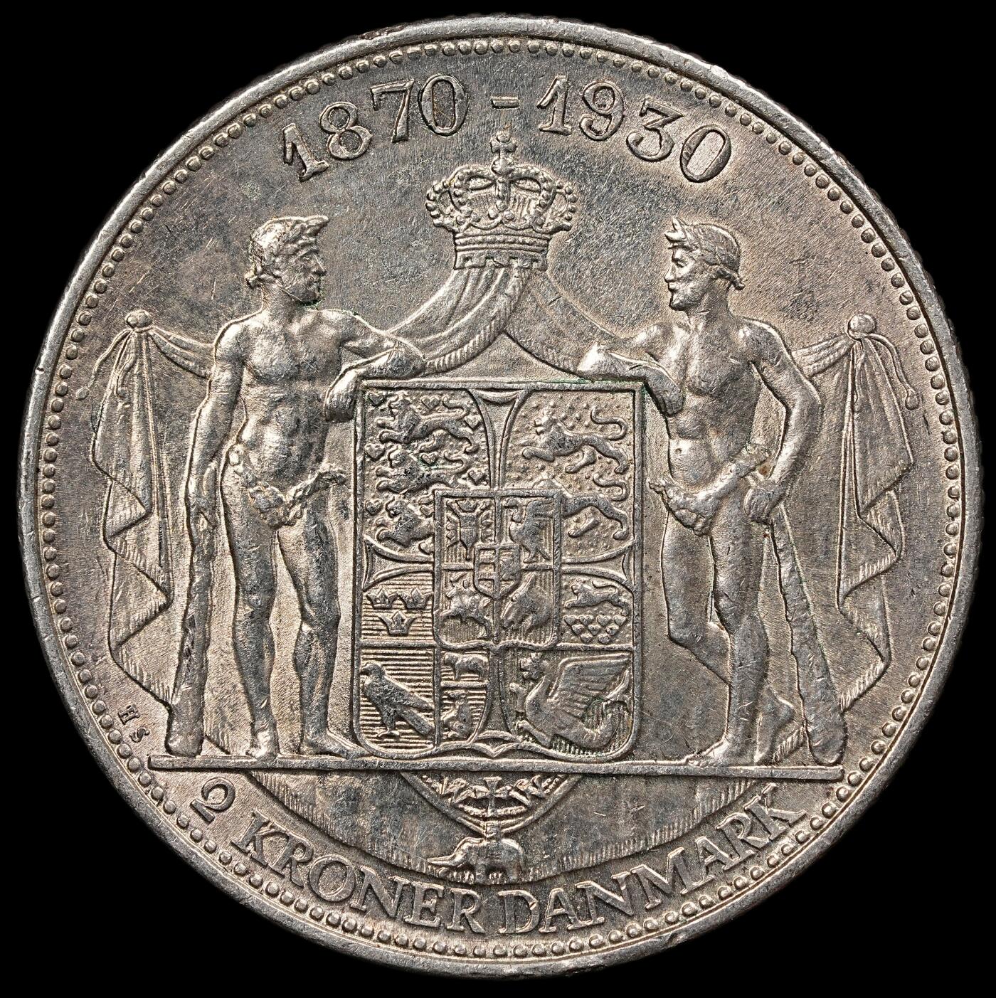 修遠堂世界钱币第111期 1930年丹麦国王60大寿纪念2克朗银币 15g，含银80%