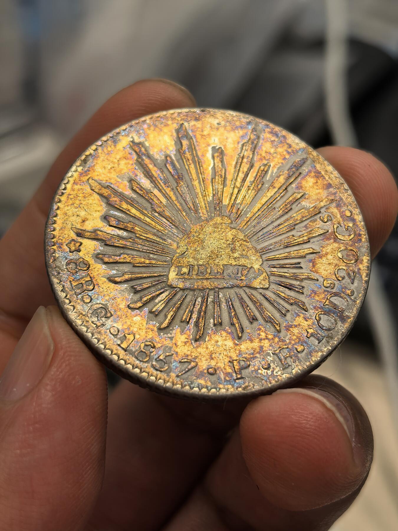 博洋堂世界钱币拍卖第168期（全场包邮） 墨西哥1857年GO PF版中期花边鹰洋 无戳 光柱透打