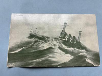 盛世勋华——号角文化勋章邮票专场拍卖第314期 - 美国1907年美国大白舰队环游世界时期海军佛蒙特号战列舰明信片