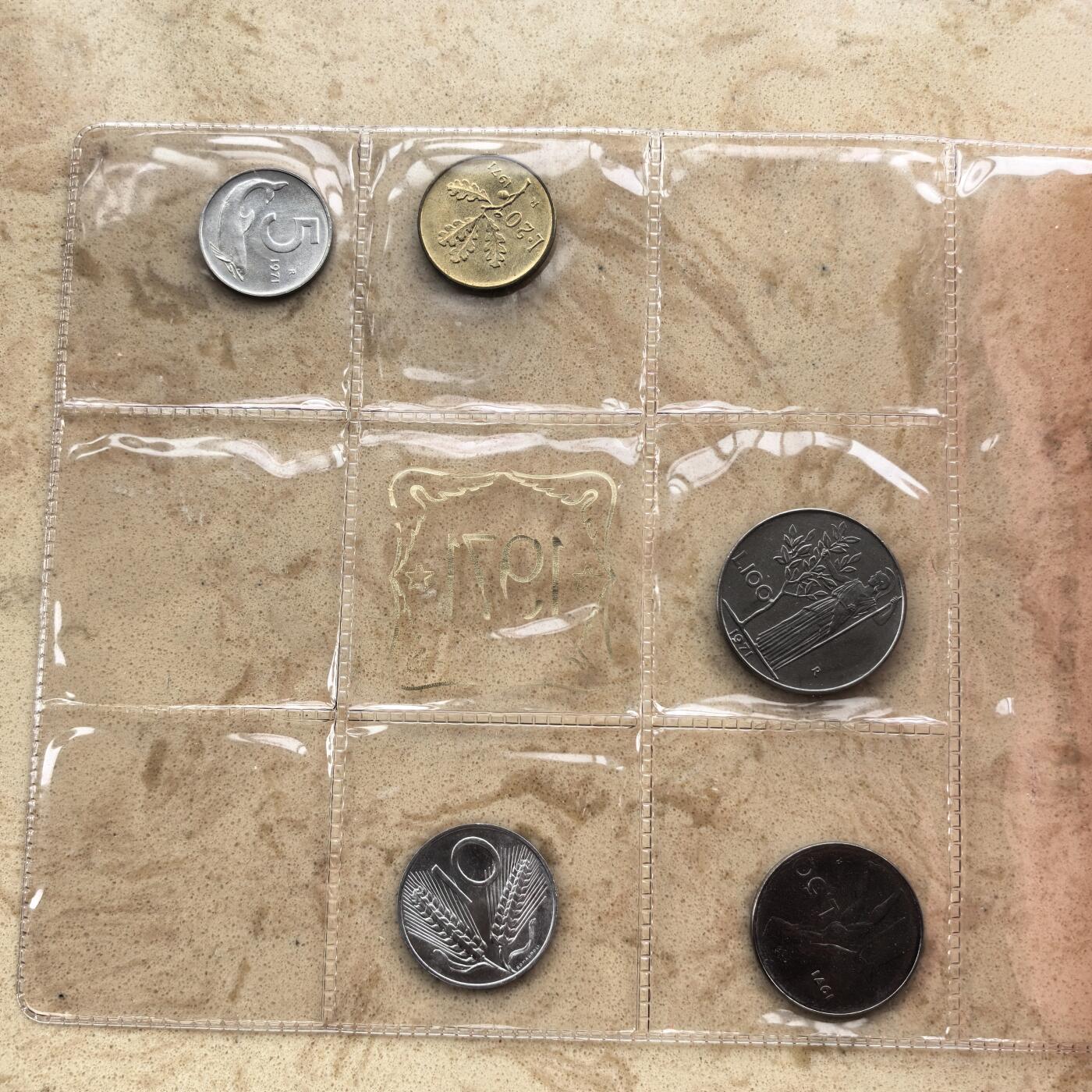 道一币馆币章第一百七十四场 原封带证 意大利1971年套币五枚