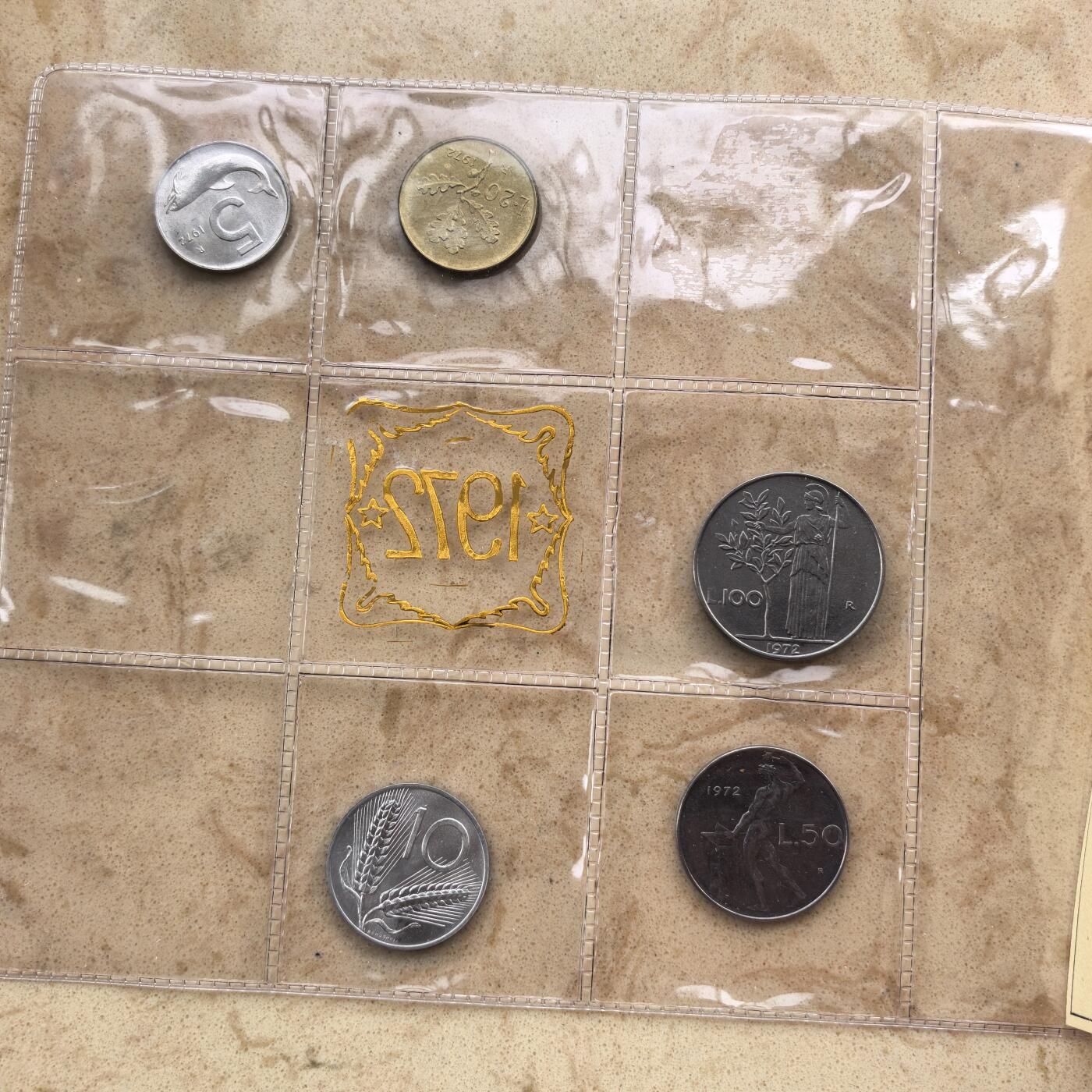 道一币馆币章第一百七十四场 原封带证 意大利1972年套币五枚