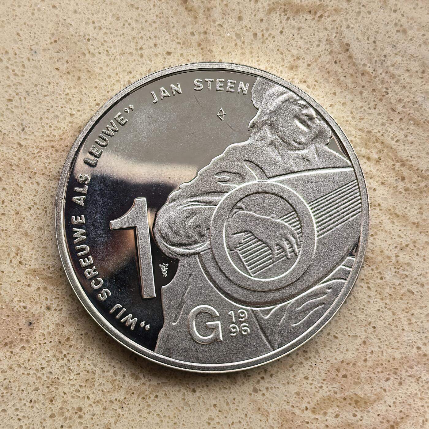 道一币馆币章第一百七十四场 原盒证 荷兰1996年鲁特琴演奏家扬斯丁10盾精制银币