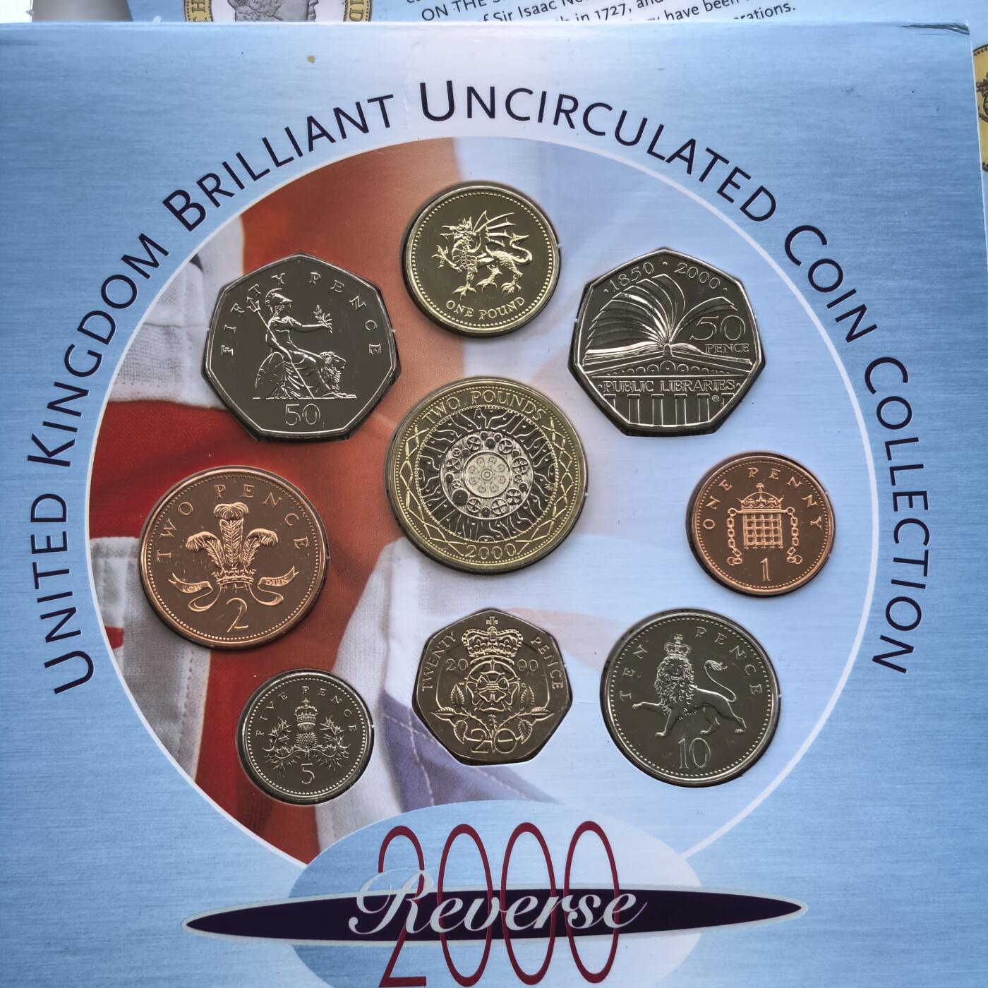 道一币馆币章第一百七十四场 原包装 英国2000年清年套币九枚