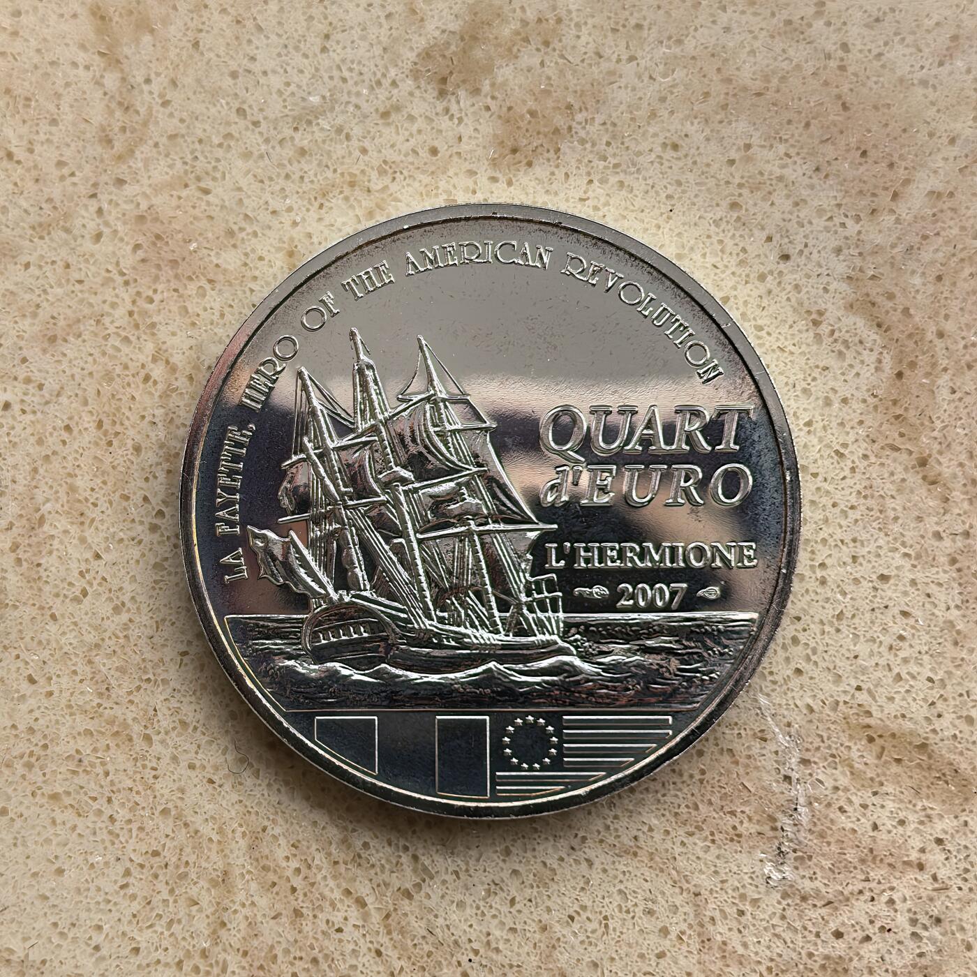 道一币馆币章第一百七十四场 原盒证 法国2007年拉法耶特将军逝世250周年1/4欧元银币