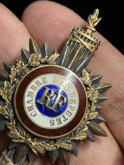 戎马世界章牌大赏第115期 法国众议院议员证章，银制，珐琅有轻微破损