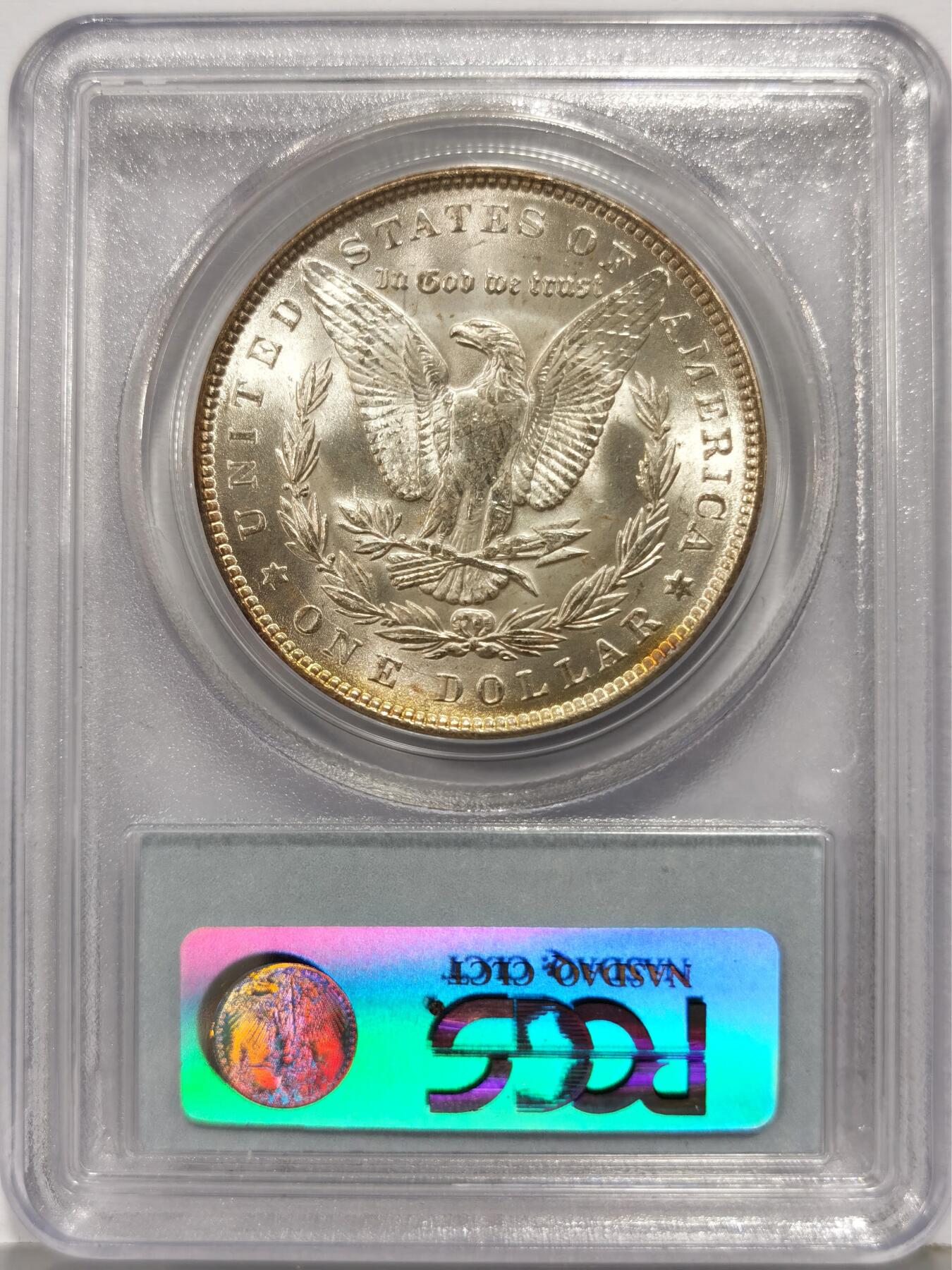 博洋堂世界钱币拍卖第168期（全场包邮） PCGS MS64 美国1888年吉祥年摩根银币，老盒严评，十字光淡彩