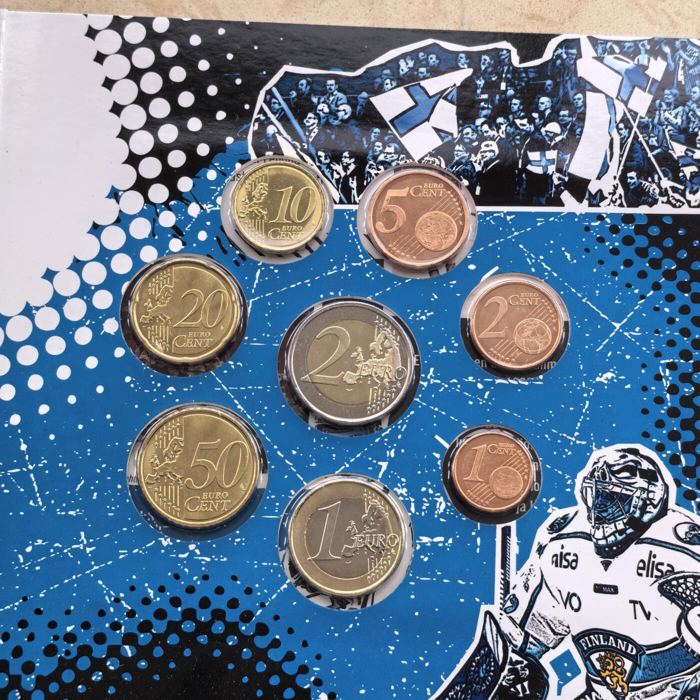 道一币馆币章第一百七十四场 原包装 芬兰2011年欧元套币8枚-冰球竞标赛纪念版