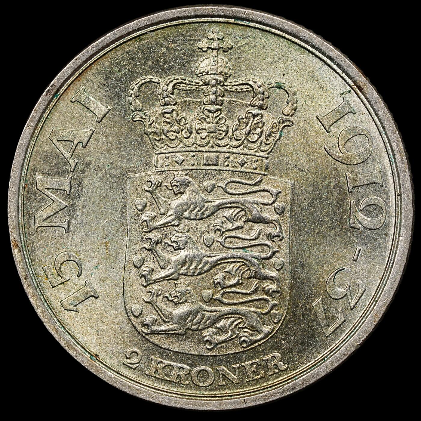 修遠堂世界钱币第111期 1937年丹麦国王登基25周年纪念2克朗银币 15g，含银80%