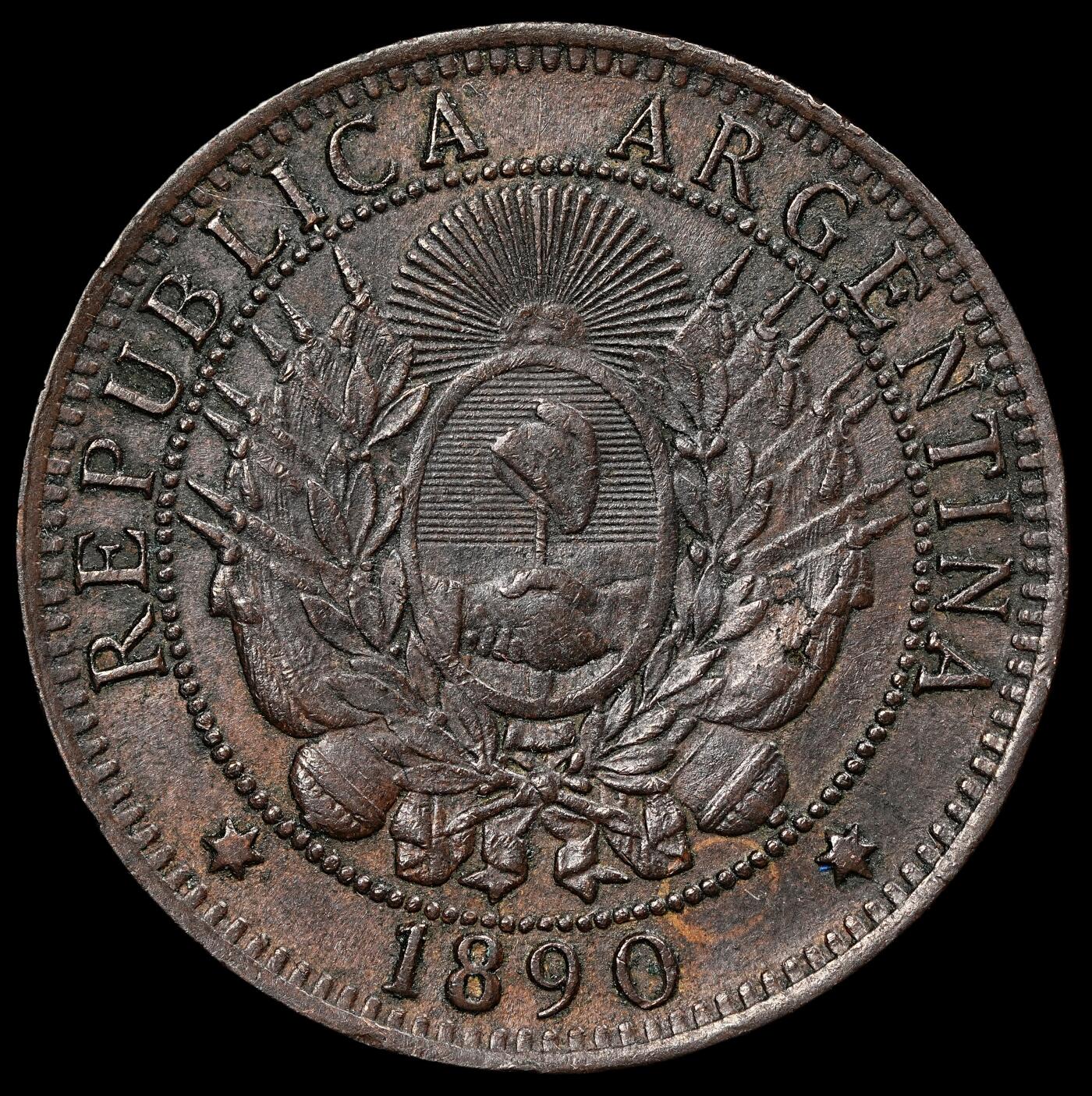 修遠堂世界钱币第111期 1890 年阿根廷 2 分铜币