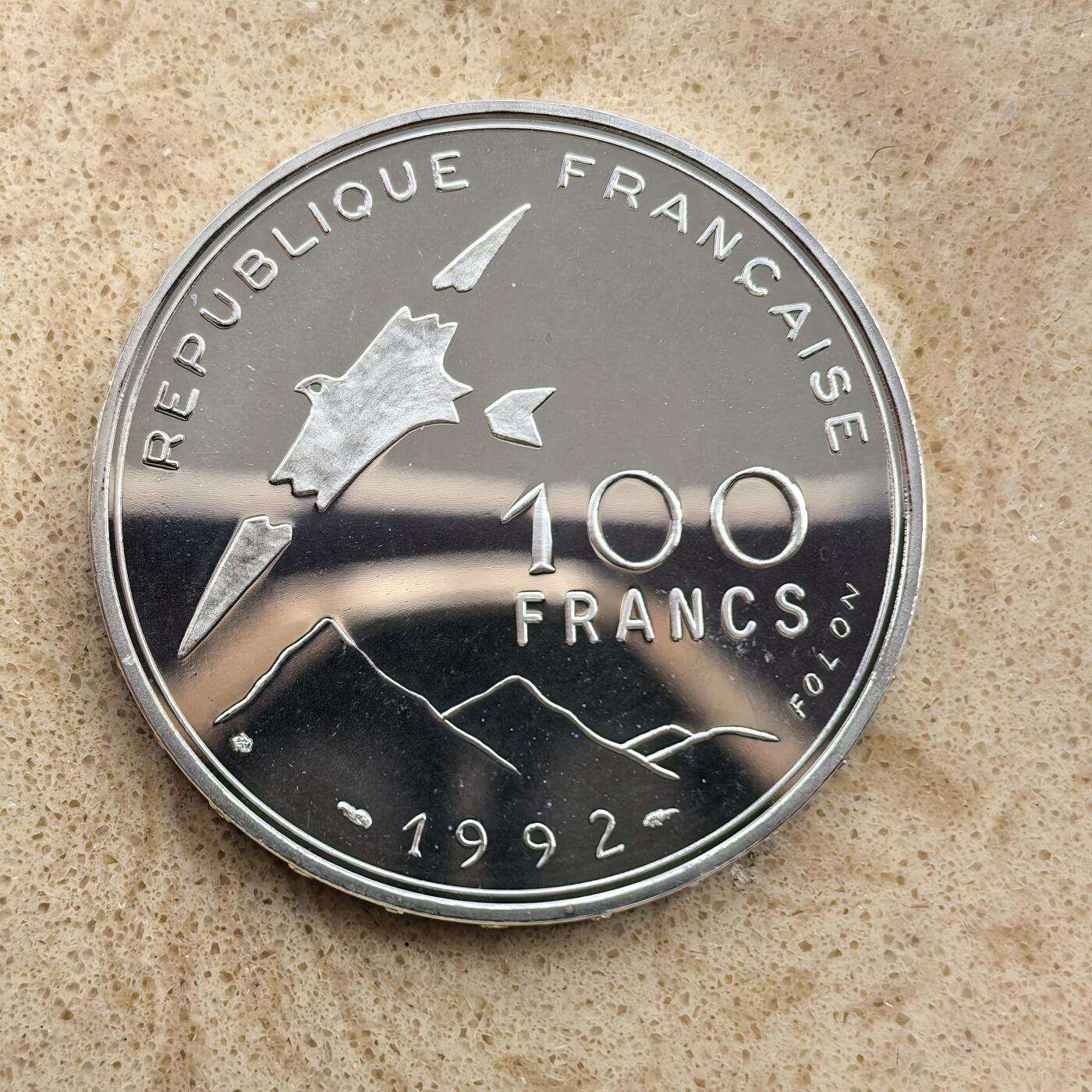 道一币馆币章第一百七十四场 原盒证 法国1992年巴塞罗那残奥会100法郎精制银币