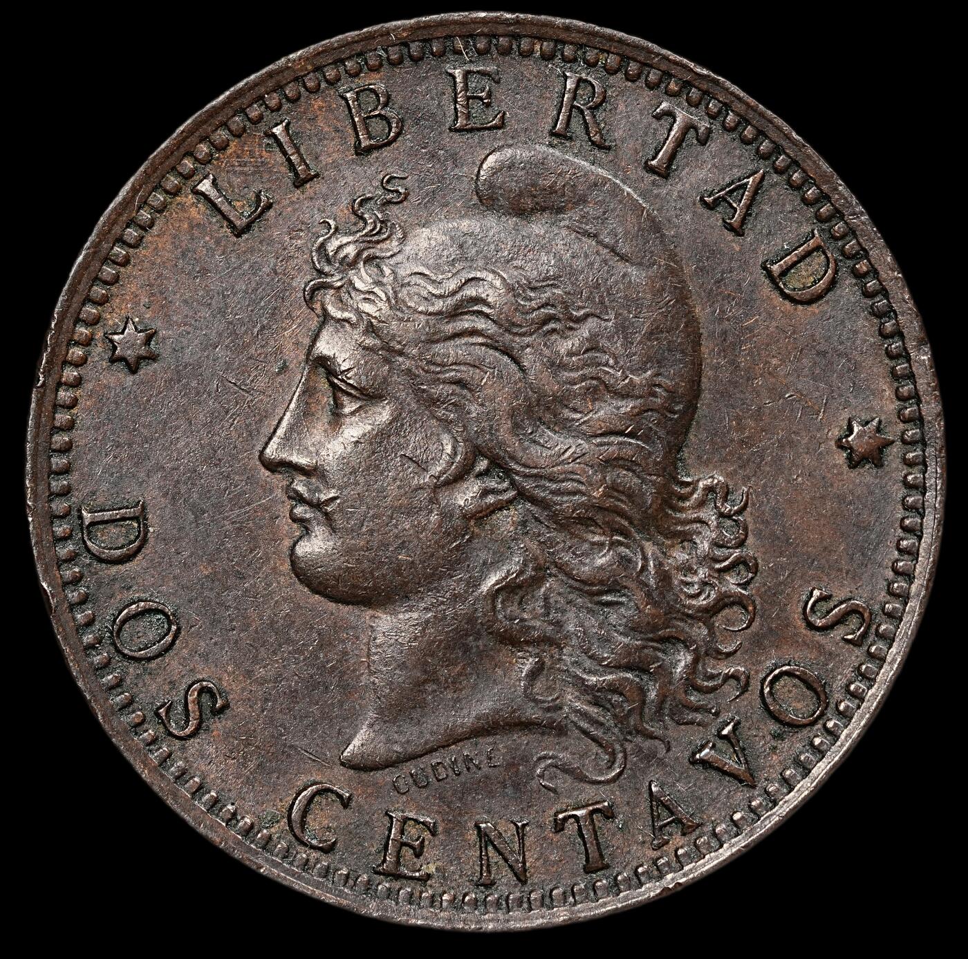 修遠堂世界钱币第111期 1890 年阿根廷 2 分铜币