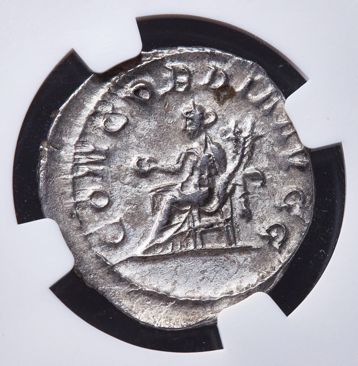 【俄甄集藏】满园春色-2026年(051)04-22星期三 晚 19:30 全场包邮 古罗马帝国公元244-249年奥塔西莉亚·塞维拉皇后双第纳尔和谐女神银币，NGC ChAU(Str 4/5, Sur 3/5)，罗马造币厂打制，正面皇后奥塔西莉亚·塞维拉右像，背面和谐女神手持丰饶角坐像，原味包浆，底光犹存