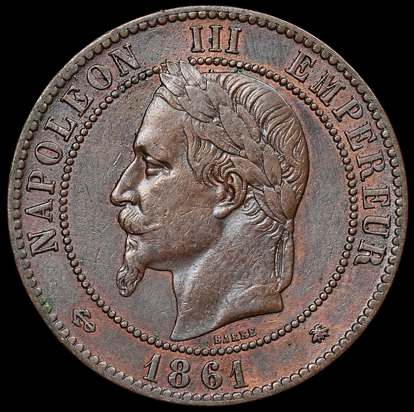 修遠堂世界钱币第111期 1861 年法国拿破仑三世 10 分铜币