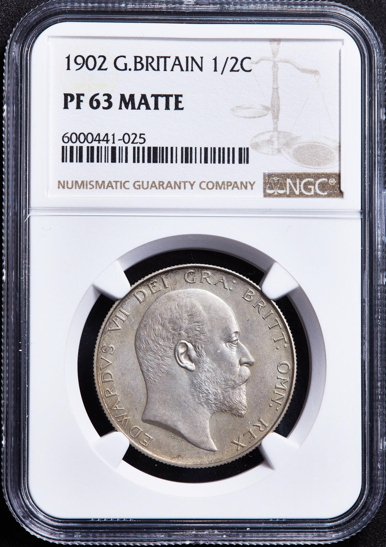 【俄甄集藏】满园春色-2026年(051)04-22星期三 晚 19:30 全场包邮 英国1902年爱德华七世精制1/2克朗银币，NGC PF63 MATTE，黄油彩包浆，磨砂底板