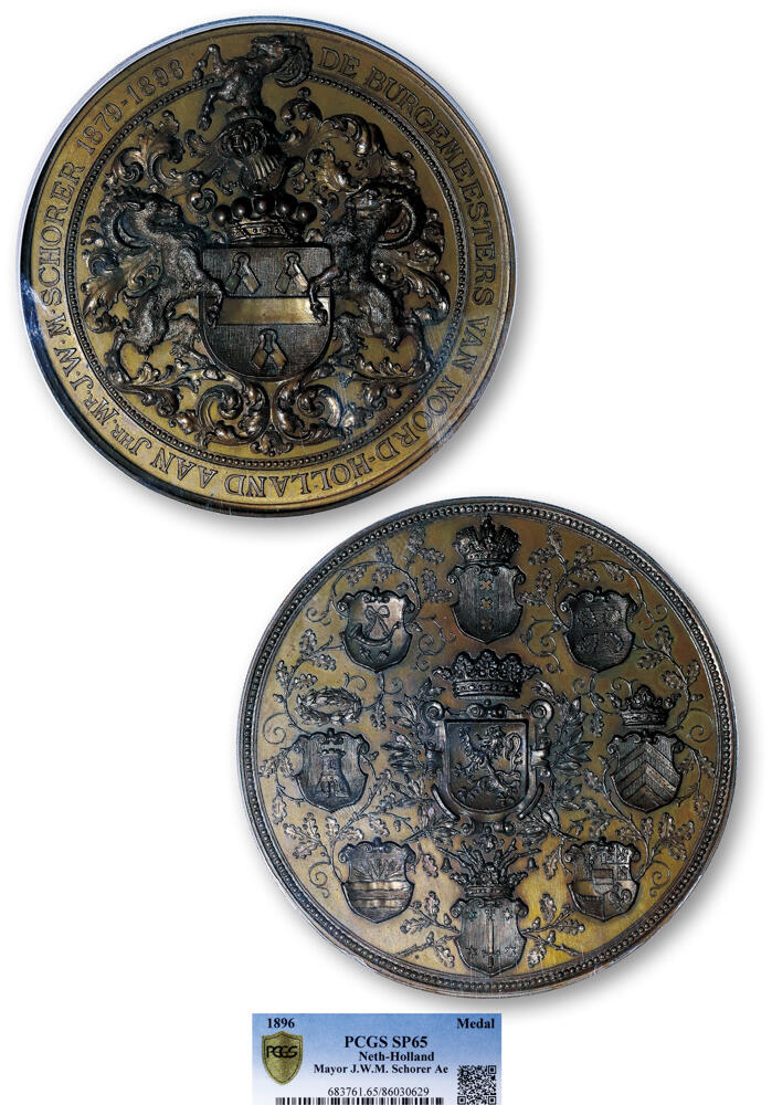 德泉缘2026年三亚春季拍卖会 1896 年荷兰省市长荣誉纪念铜章一件 PCGS SP65 86030629