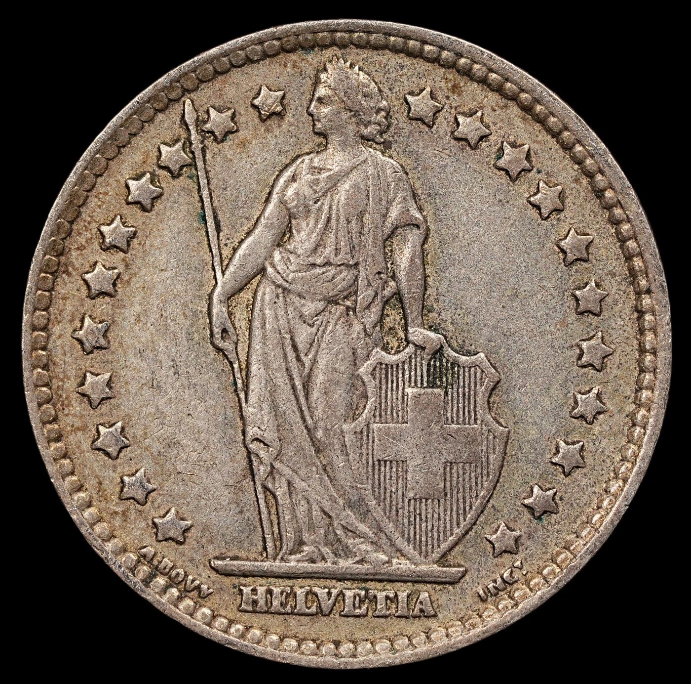 修遠堂世界钱币第111期 1944年瑞士1法郎银币，4.97g，含银83.5%