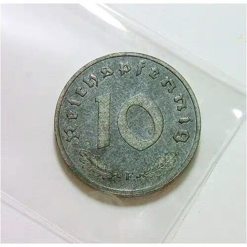 极稀 盟军占德国 1945年F版10芬尼拔毛鹰 精制PROOF版