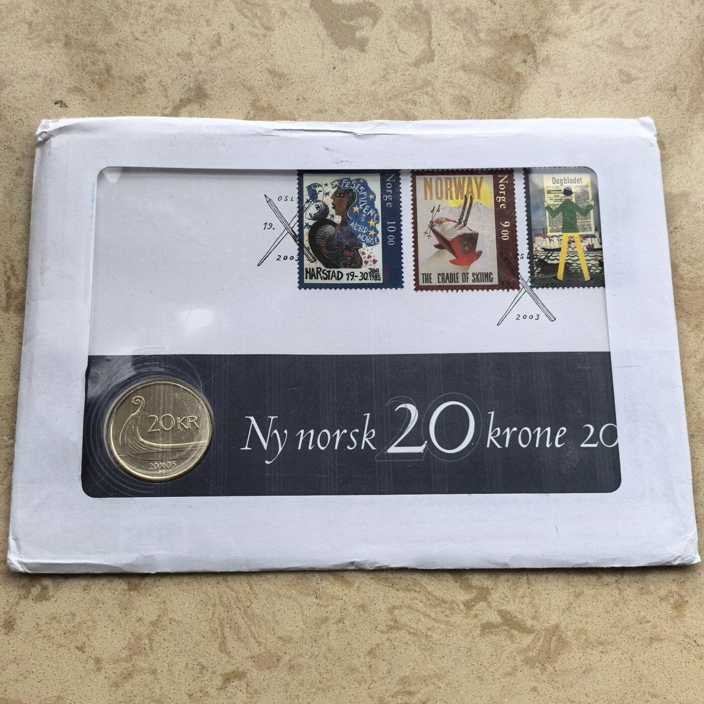 道一币馆币章第一百七十四场 邮币封 挪威2003年维京古船20克朗铜币