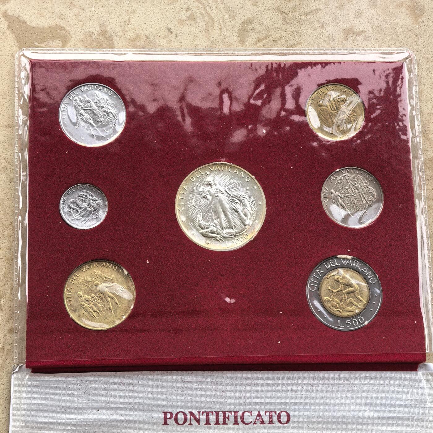 道一币馆币章第一百七十四场 原包装 梵蒂冈1995年清年套币七枚 含1000里拉银币