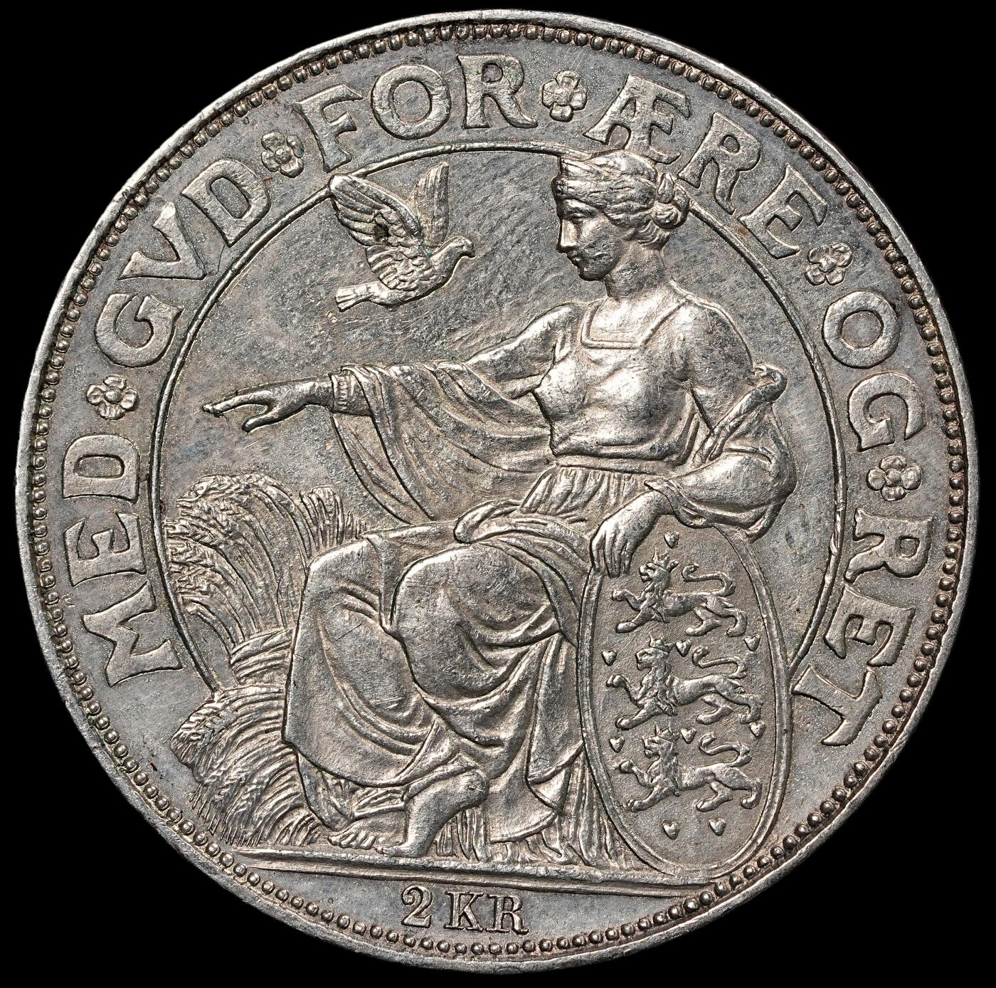 修遠堂世界钱币第111期 1903年丹麦国王登基40周年纪念2克朗银币 15g，含银80%