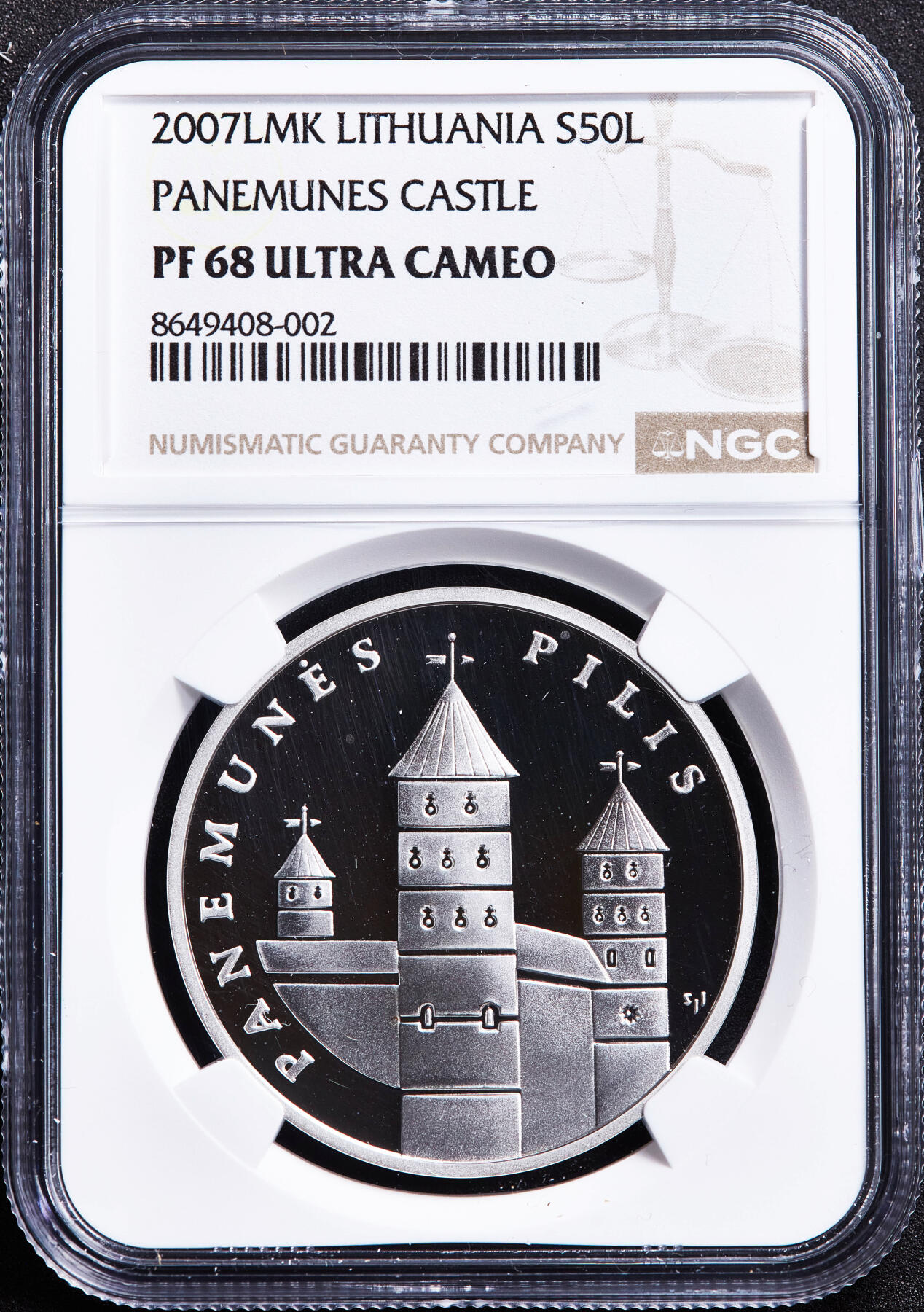 【俄甄集藏】满园春色-2026年(051)04-22星期三 晚 19:30 全场包邮 立陶宛2007年历史和建筑古迹系列-帕内穆内城堡50立特精制大银币，NGC PF68UC，重28.28克，925银，发行量5000枚，少见品种