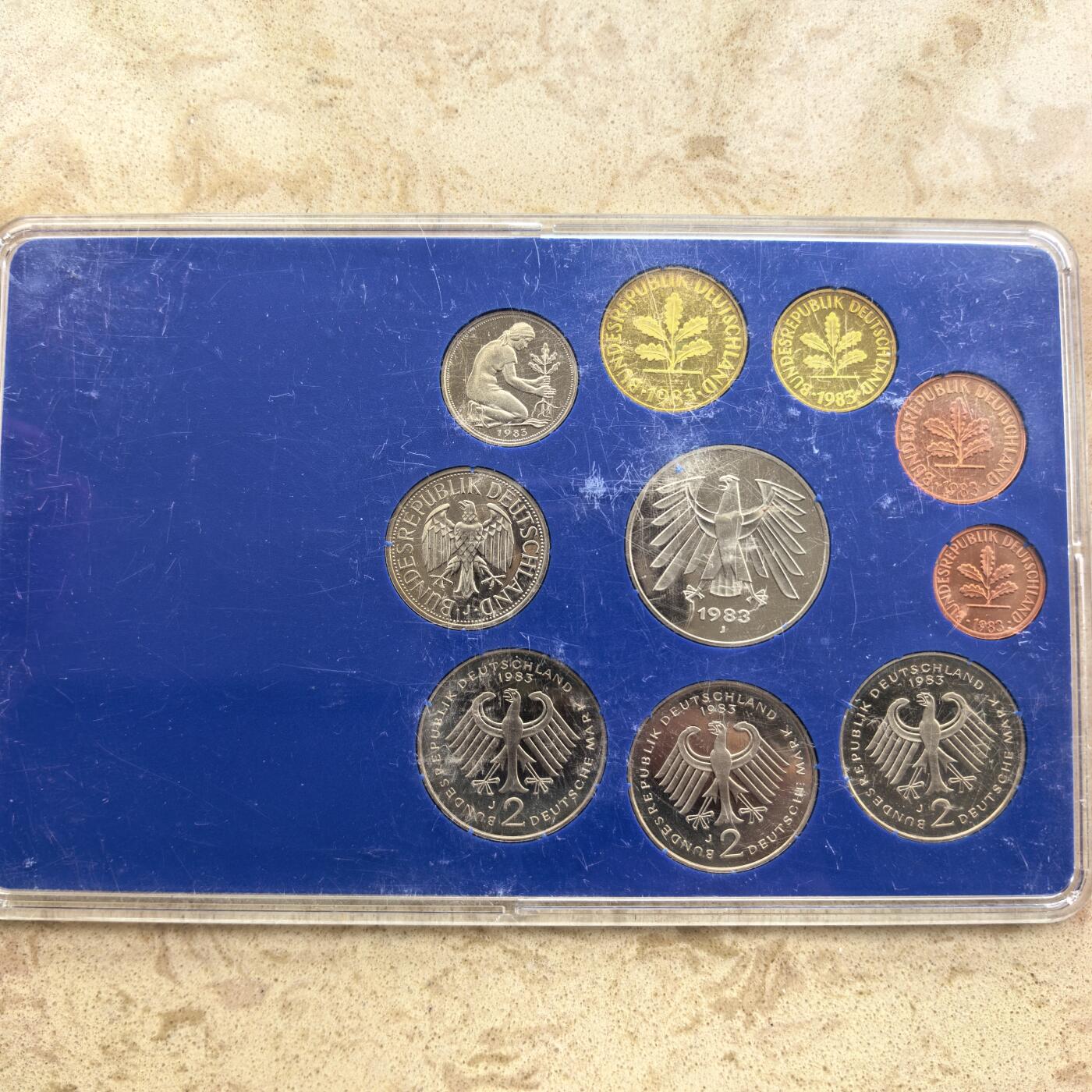 道一币馆币章第一百七十四场 原包装 德国1983年精制套币全套十枚-J标汉堡造币厂