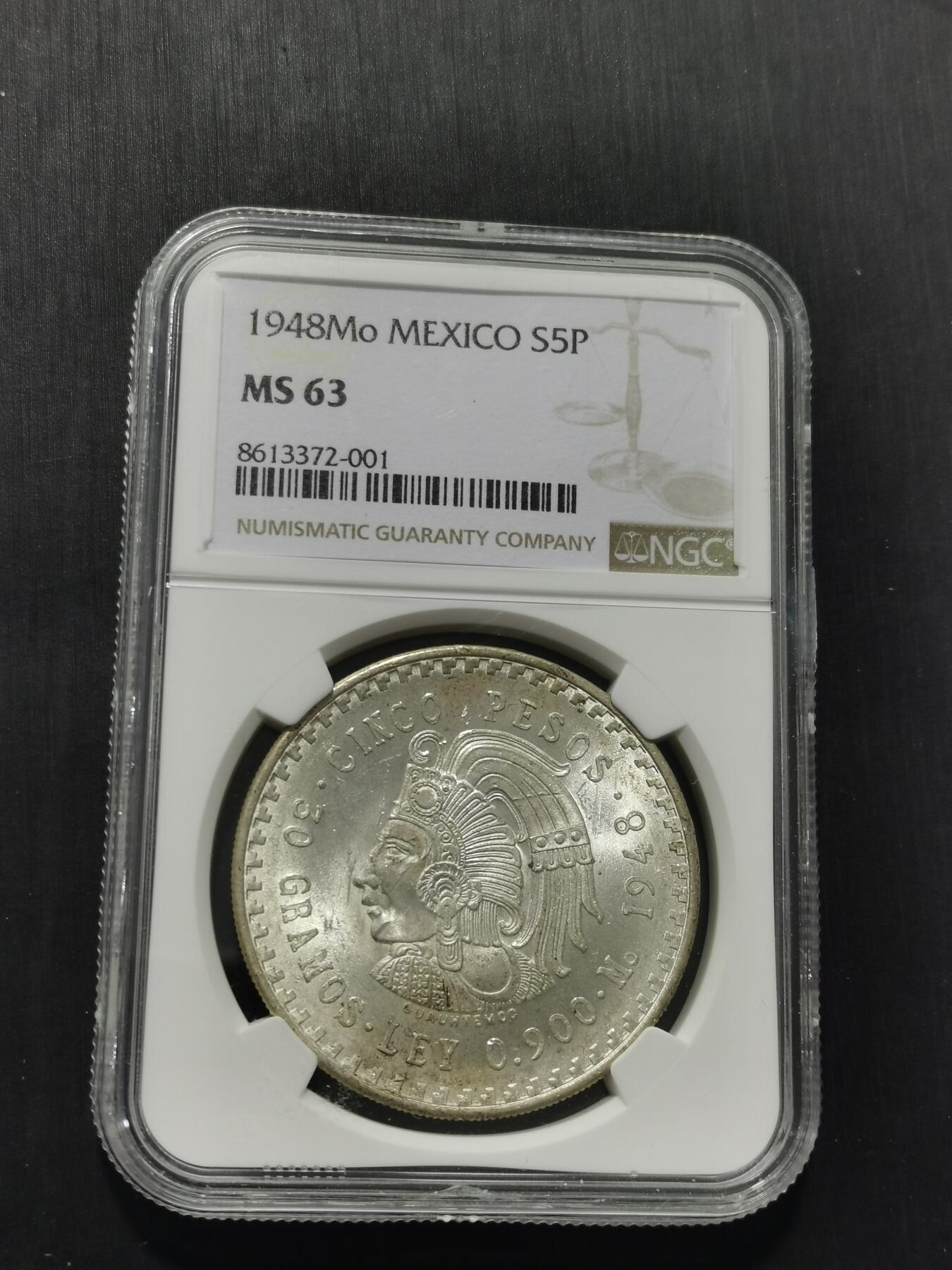 天下钱庄专场欢迎参拍 NGC MS63墨西哥印第安人酋长银币