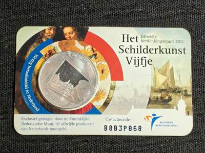 刘世昌艺术品销售中心～虎踞龙蟠*金杨在线联拍群第521期 荷兰2011年“荷兰与绘画艺术”5欧元卡装铜镀银纪念币1枚，原卡册，品相如图。