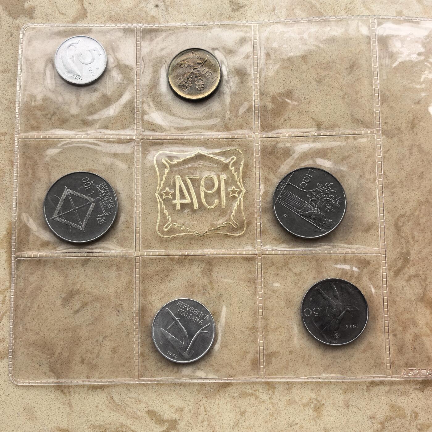 道一币馆币章第一百七十四场 原封带证 意大利1974年套币六枚