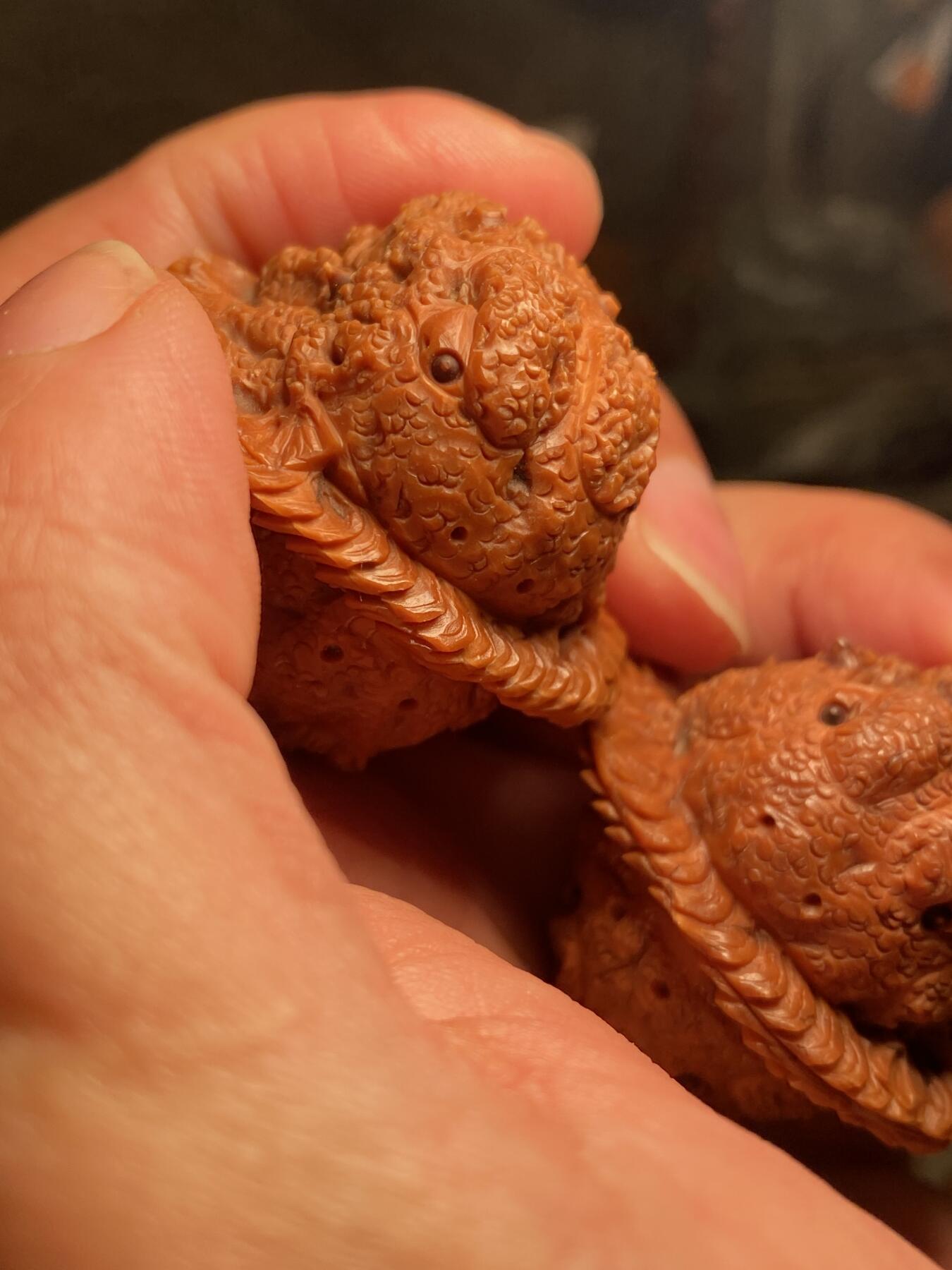 捡漏苏州非物质文化遗产，核雕艺术老苏工 福利苏工核雕，纯手工雕刻,核桃老苏工四方来财金蟾，个性十足，等待有缘人，市场无同款，尺寸4。0喜欢的来